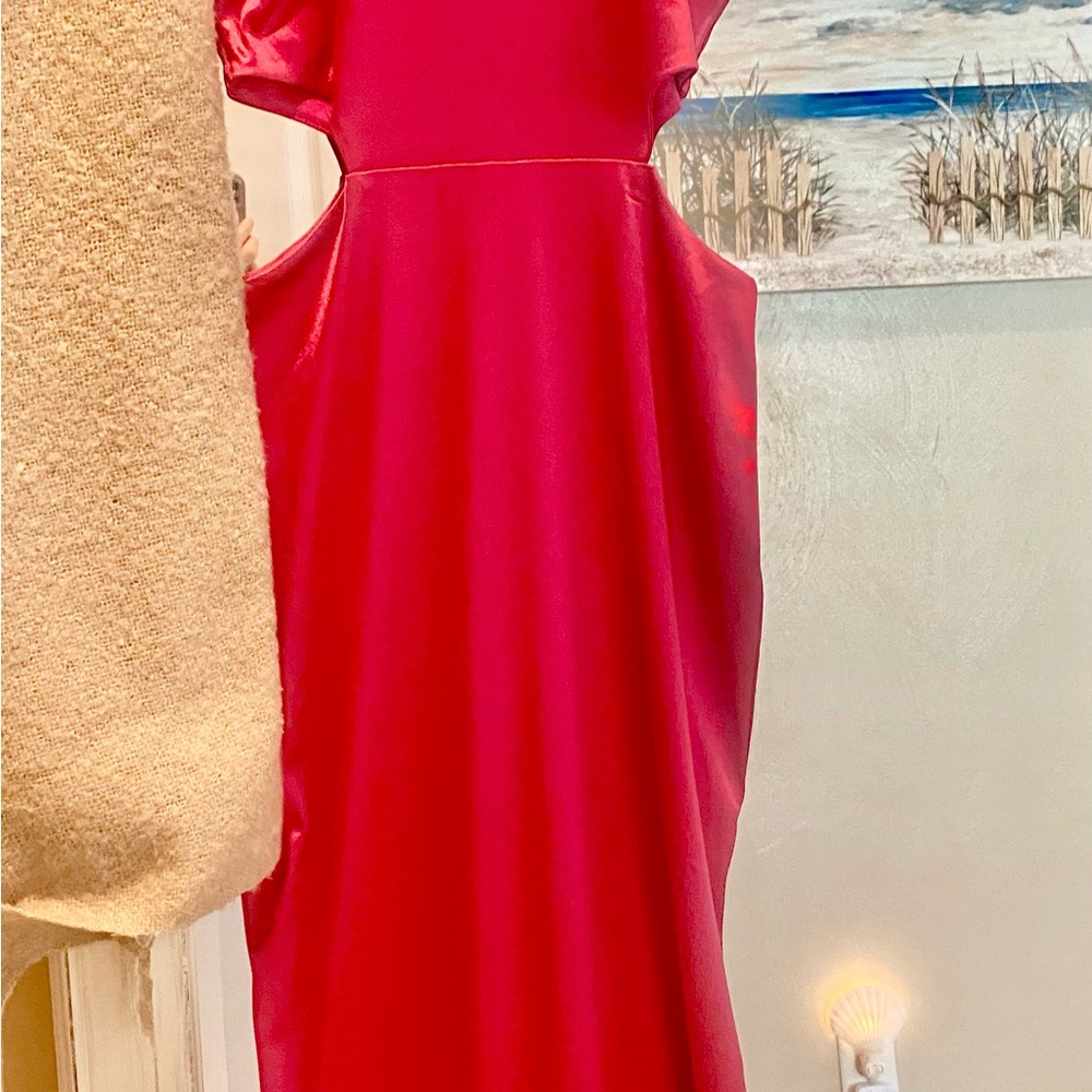 LULUS Just as Gorgeous Magenta Satin Halter
Cutout Maxi Dress - Picture 2 of 3